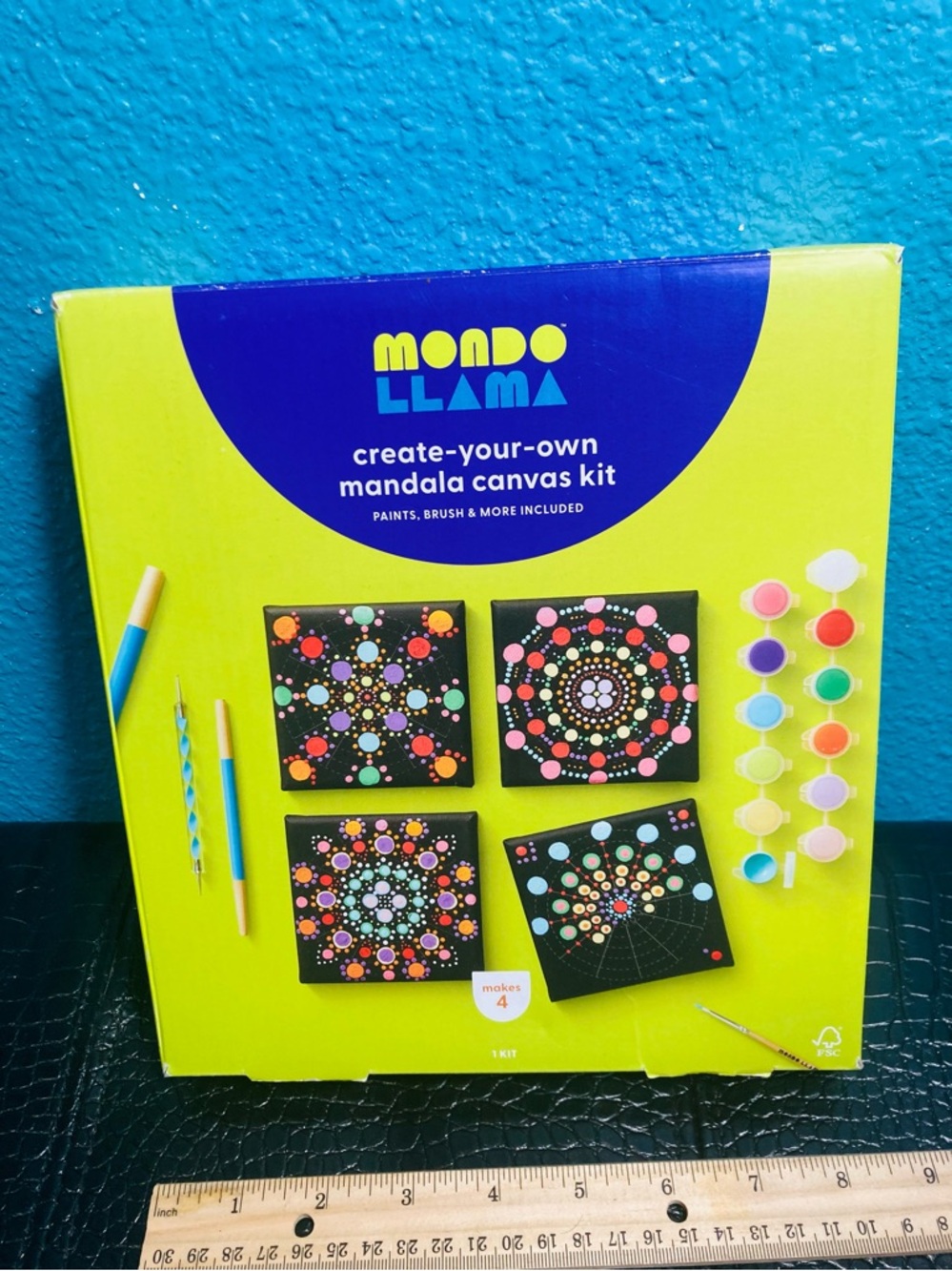 NWT Mondo Llama Create-Your-Own Mandala Canvas Kit - 4 Small Canvasses